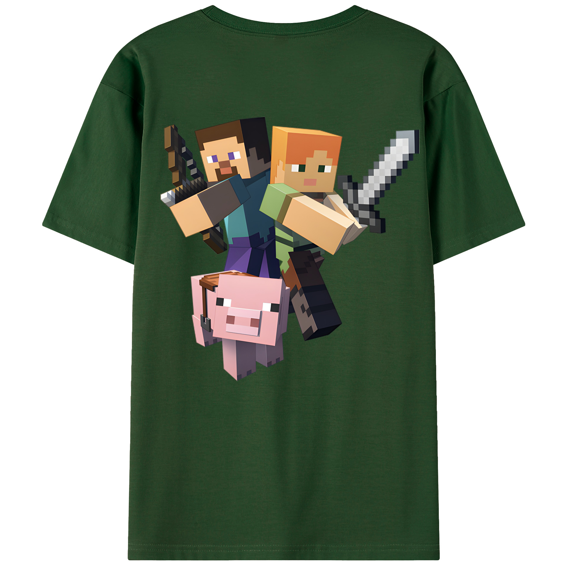 （画像用） マインクラフト ブロックの世界 Minecraft MC Block world 綿100％半袖Tシャツ（背面プリント）